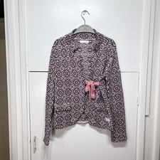 Odd Molly Cardigan Purple Pattern Pink Tie Knit Boho Geometric Women’s Size 2 M