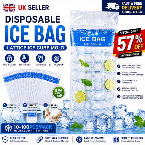 100 ice cube freezer bags - ice,