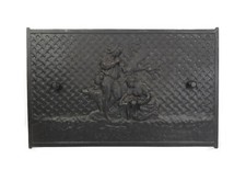 Antique 19th C  Victorian Ornate Woman Lamb Shepherd Cast Iron Fireplace Cover