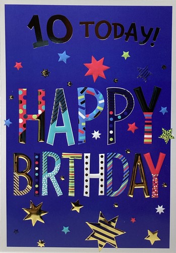 10th birthday card boy stars - card,