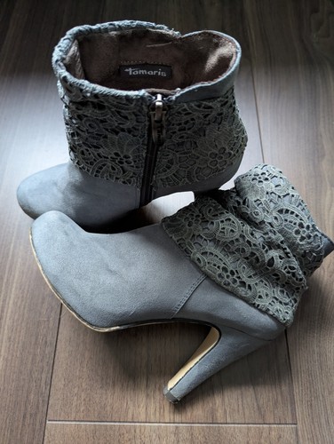 Tamaris grey lace detail high - grey,
