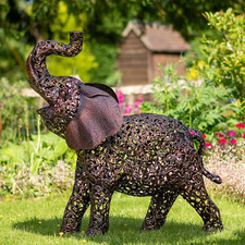 LARGE  ELEPHANT Sculpture  handcrafted filigree bronze coloured metalwork.
