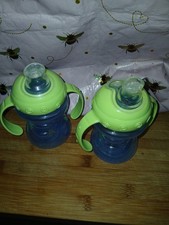 2 X Nuby Sippy Cups Green/Blue