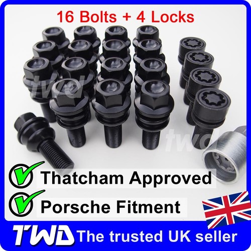 20x black wheel bolts locks - black,