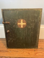 Vintage Wooden First Aid Cabinet Distressed Paint Prop Bathroom Cabinet