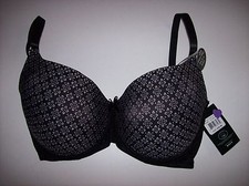 Laura Ashley Bra Womens 1 Seamless Underwire Black Tile Adjustable Sz 40D DD NWT