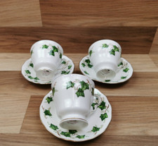 3 x Vintage  Colclough Ivy Leaf Bone China Cups &  Saucers