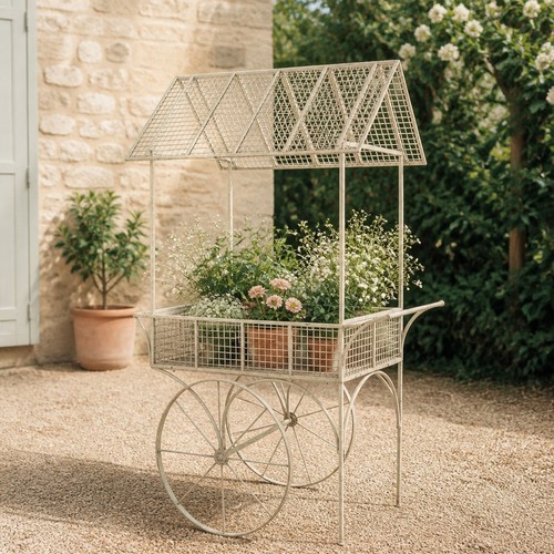Metal flower cart - cart, planter