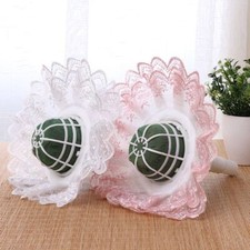 Plastic Bridal Bouquet Holder Foam With Lace Trim Flower Mud Handle
