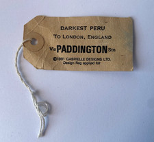 Vintage Gabrielle Designs 14" Paddington Bear Luggage Label  1981