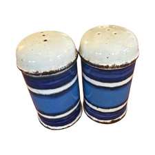Midwinter Stonehenge “Moon” Salt & Pepper Shakers – Blue Stripe, England, 1970s
