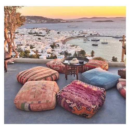 Moroccan kilim pouf outdoor - moroccan,