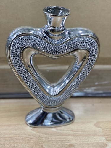 Silver heart vase romany - silver,