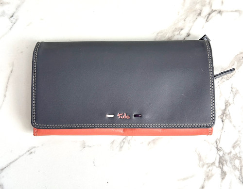 Tula leather purse grey coral - leather,