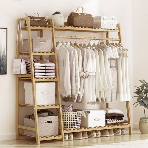 Wooden clothes rail rack - clothes,