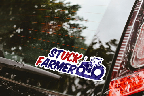 Stuck farmer printed sticker - farmer,