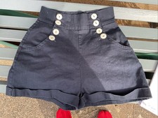 Tara Starlet Vintage Inspired Blue Sailor Shorts, Uk Size 10