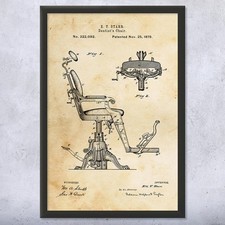 Dentist Chair Patent Wall Art: Dentist Gift, Dental Decor, Hygienist Gift