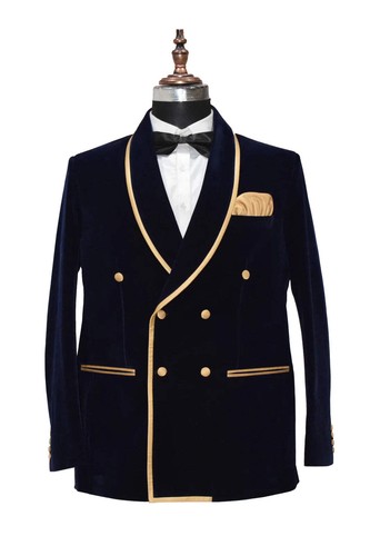Men navy blue smoking - blue, jacket