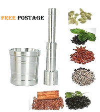 Pestle & Mortar Spice Herb Crusher Grinder Grinding Paste Pestal Aluminium SMALL