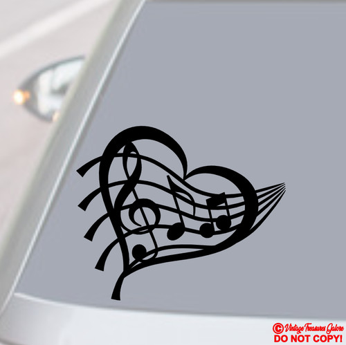 Music heart vinyl decal - music,