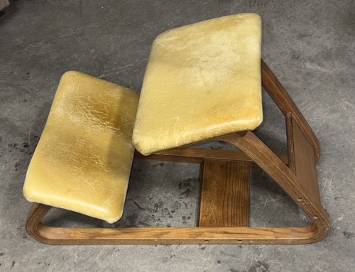 Vtg wood kneeling chair - wood, stool