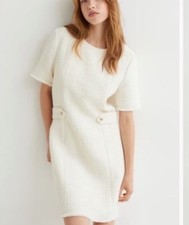 H&M Boucle White Short Sleeve