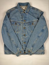 Vintage Lee Dungarees Denim Jacket Trucker Mens Blue Large 90s Made in USA