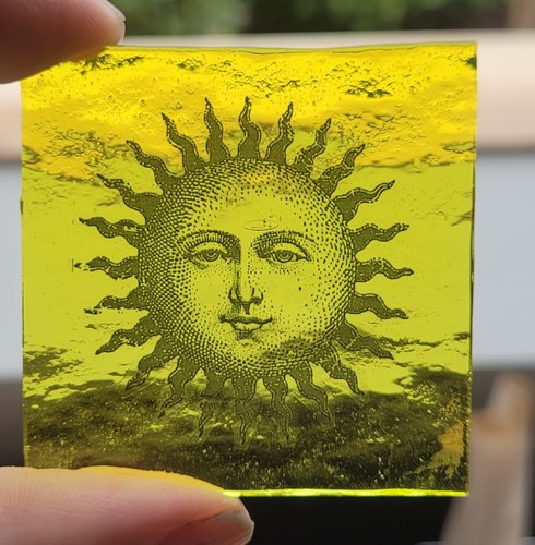 Stained glass sun piece - glass,