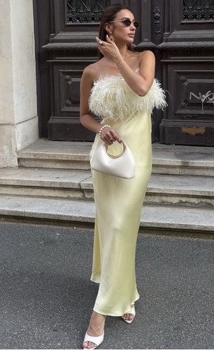 Zara yellow feather satin - zara,