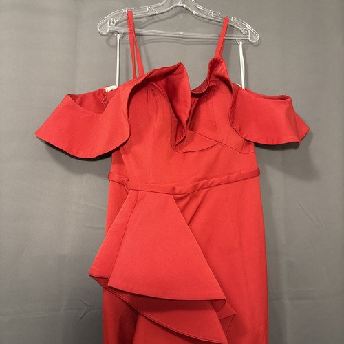 Red gown off the shoulder - gown,
