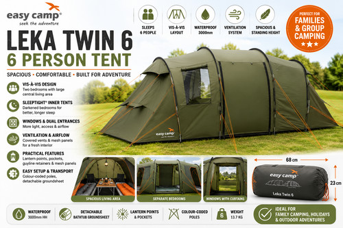 Easy camp leka twin tent - twin, 6