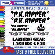 P.K. PK RIPPER BMX Vinyl Decals, Stickers, Bike Cycling, SE BIKES LANDING GEAR