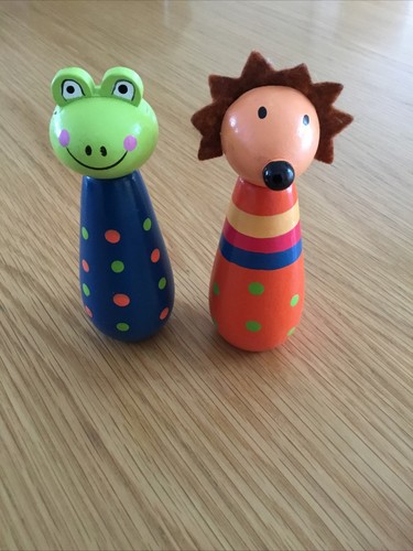 Two wooden skittles - wooden, figures