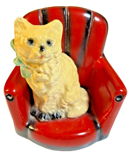 Antique vintage chalkware cat - antique,