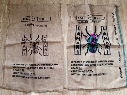 Two used hessian coffee - hessian,