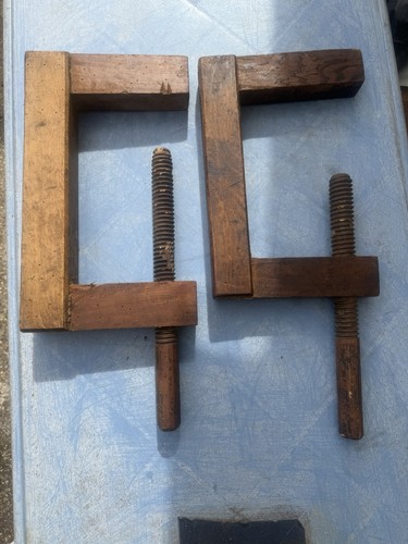 Vintage french wooden clamps - french,