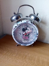 Mickey Minnie Mouse Disney Twin Bell Alarm Clock (CLOCK WORKS ALARM NOT WORKING)