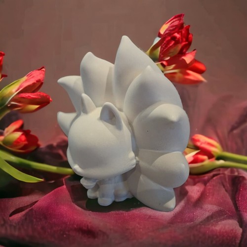 Handmade stonecast kitsune - handmade,