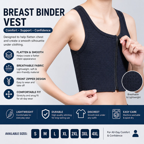 Chest binder vest compression - chest,