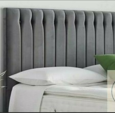Floor standing 5ft king size 10 buttons shelly style headboard plush charcoal 
