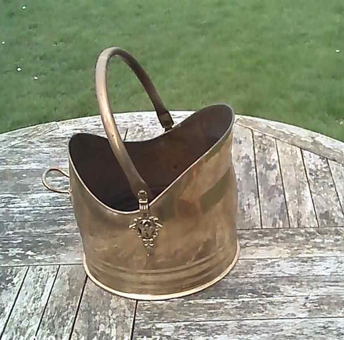 Vintage brass coal - vintage, scuttle.