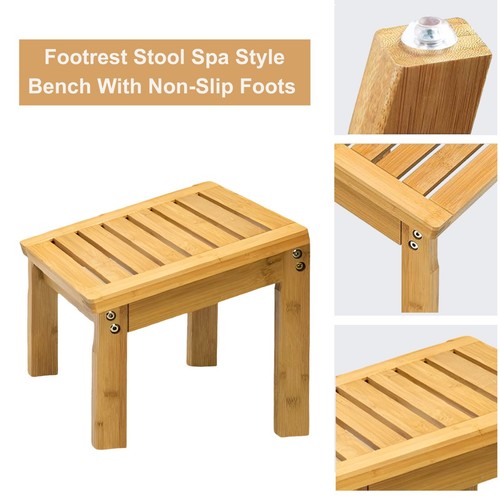 Bamboo shower foot rest - bamboo, stool
