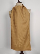 FENDI genuine vintage  silk Gold Cashmere wrap shawl winter scarf scarves