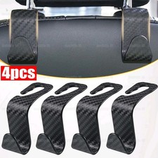 4Pcs Black Carbon Fiber Car Back Seat Headrest Storage Hook Auto Accessories