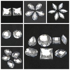 Craft DIY Clear Flatback Acrylic Big Sewing Rhinestone Sew On Bead Various Shape