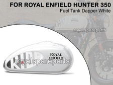 "Dapper White Petrol Fuel Tank" Genuine Royal Enfield Hunter 350