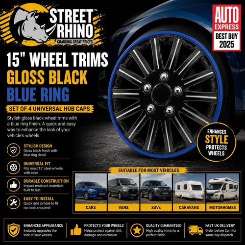 Wheel trims gloss black - 15",