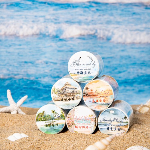 Beach theme tape seaside - beach,