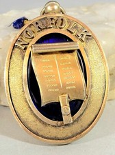 Antique London Sterling Silver Gilt Masonic Collar Jewel c 1923 Norfolk Pendant